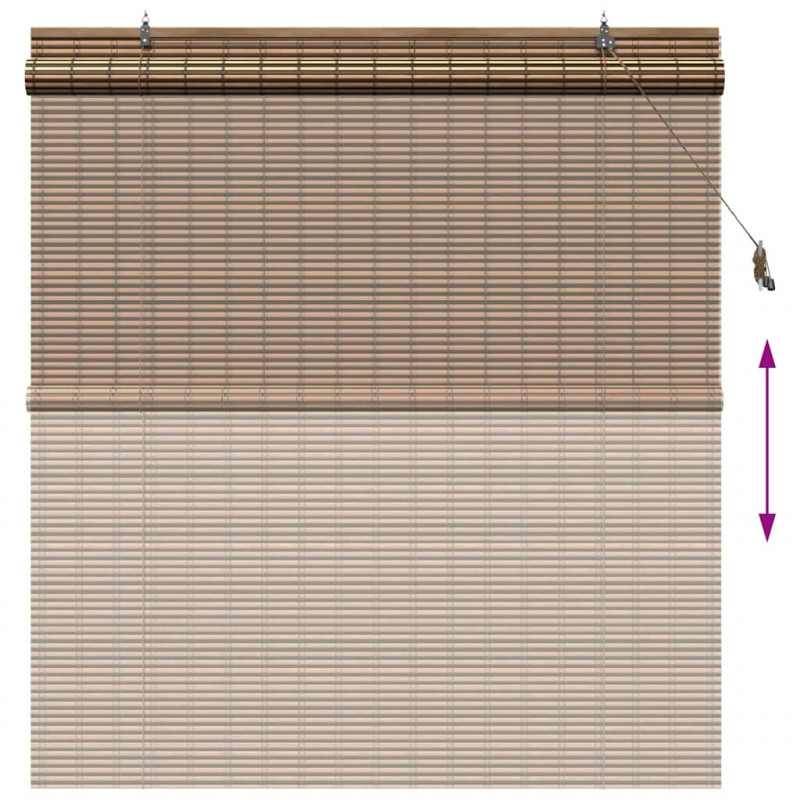 Roleta z zasłonami Brązowy 140 x 160 cm Bambus