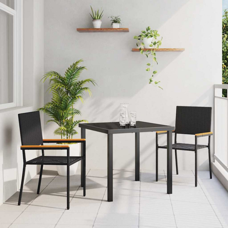 Zestaw krzeseł ogrodowych 2 pcs Czarny i Brązowy