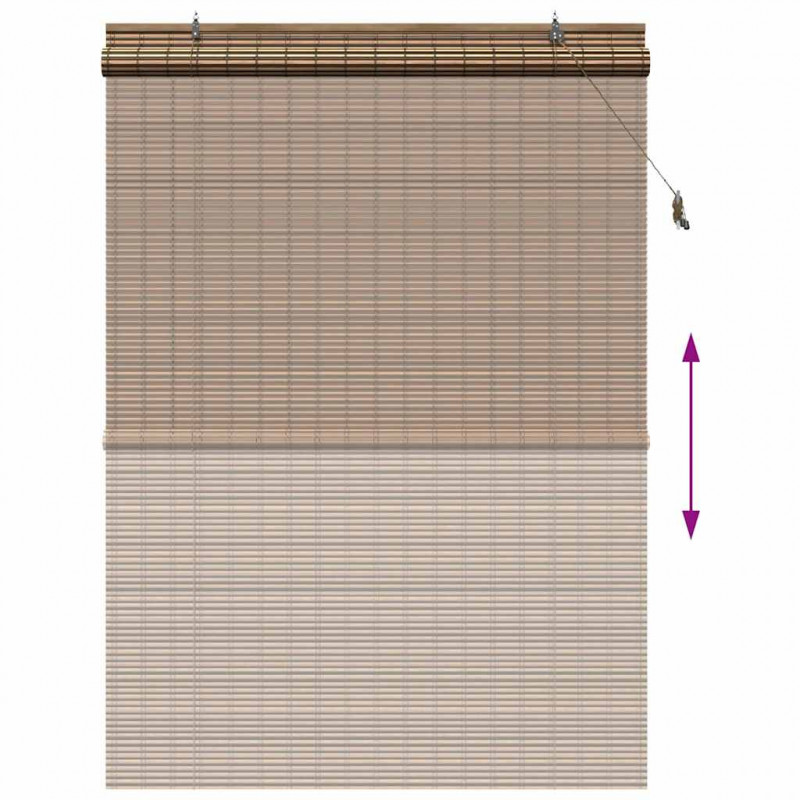 Roleta z zasłonami Brązowy 150 x 220 cm Bambus