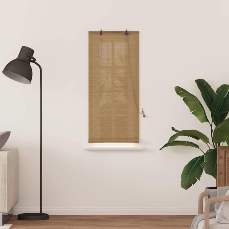 Roleta z zasłonami Brązowy 60 x 160 cm Bambus