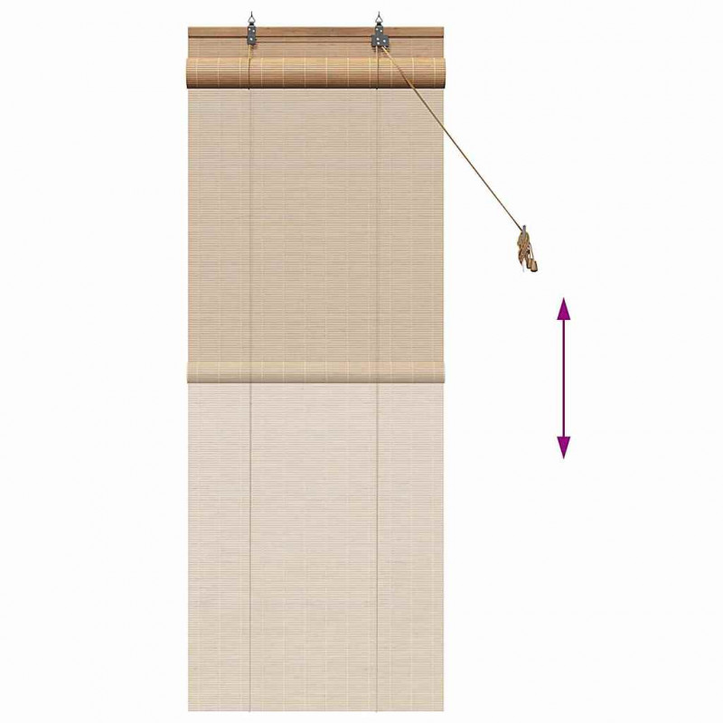 Roleta z zasłonami Brązowy 60 x 160 cm Bambus