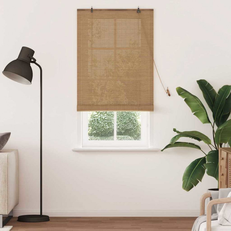 Roleta z zasłonami Brązowy 80 x 220 cm Bambus