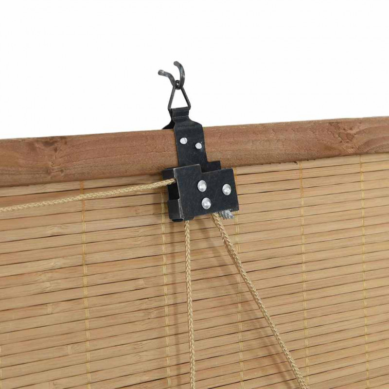 Roleta z zasłonami Brązowy 80 x 220 cm Bambus