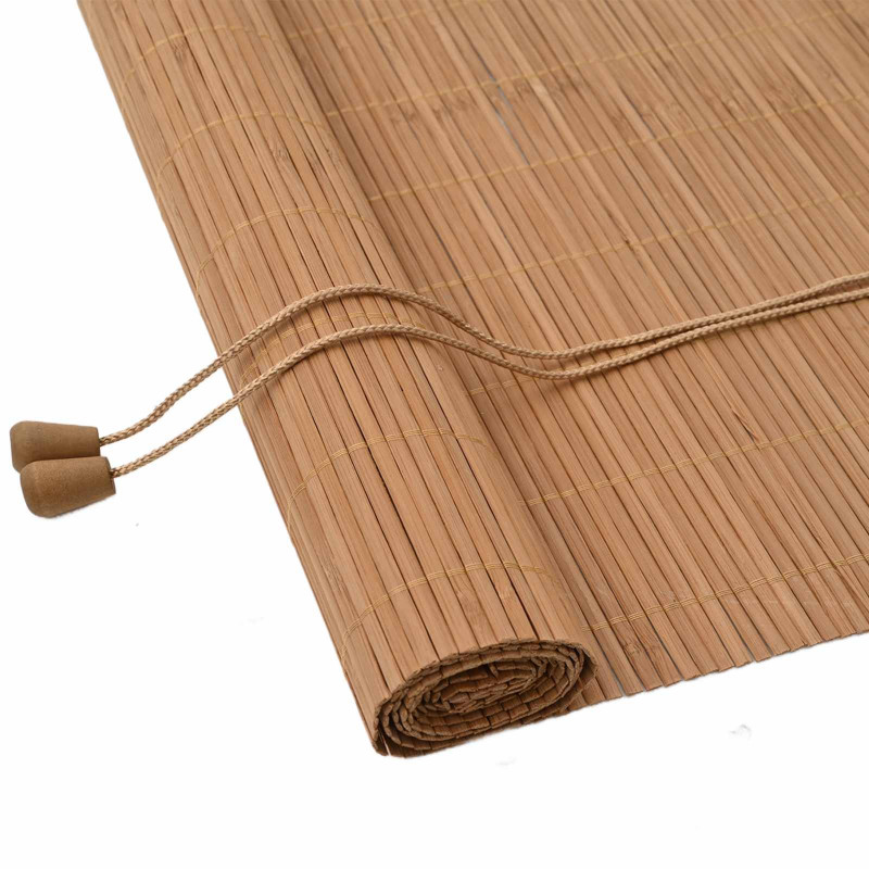 Roleta z zasłonami Brązowy 90 x 220 cm Bambus
