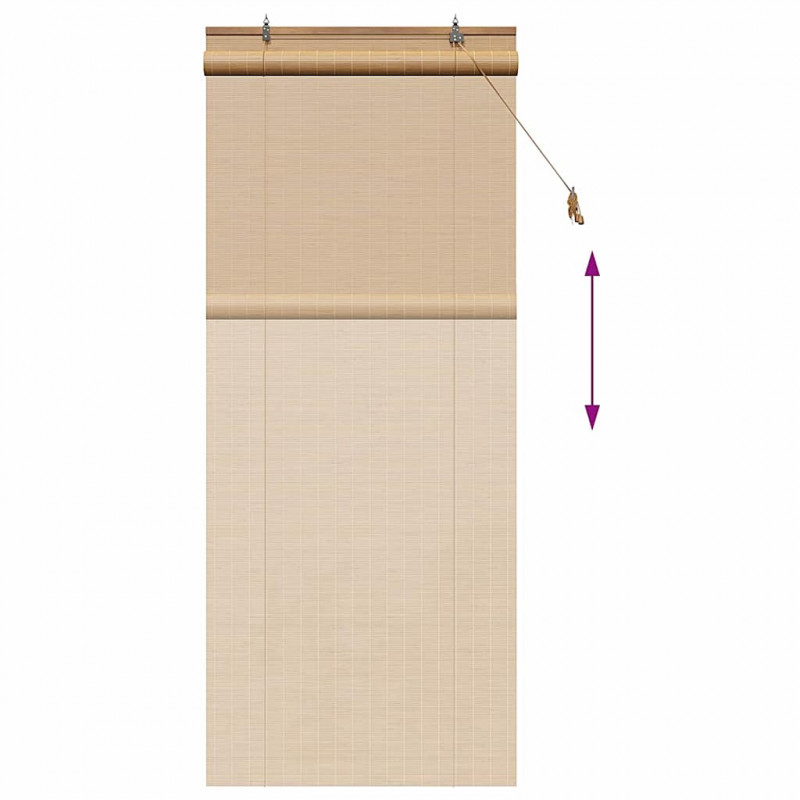 Roleta z zasłonami Brązowy 90 x 220 cm Bambus