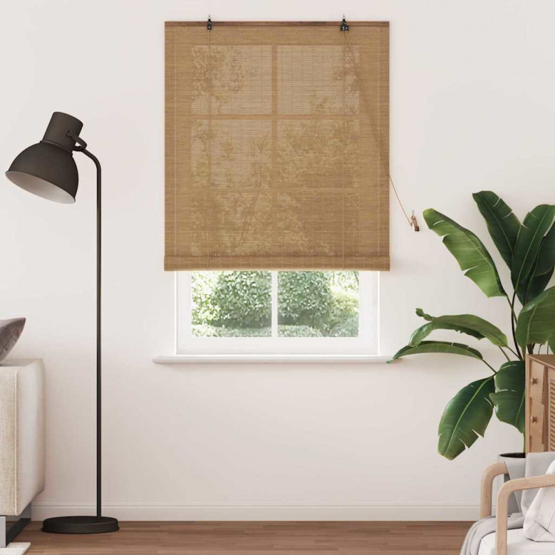 Roleta z zasłonami Brązowy 100 x 220 cm Bambus