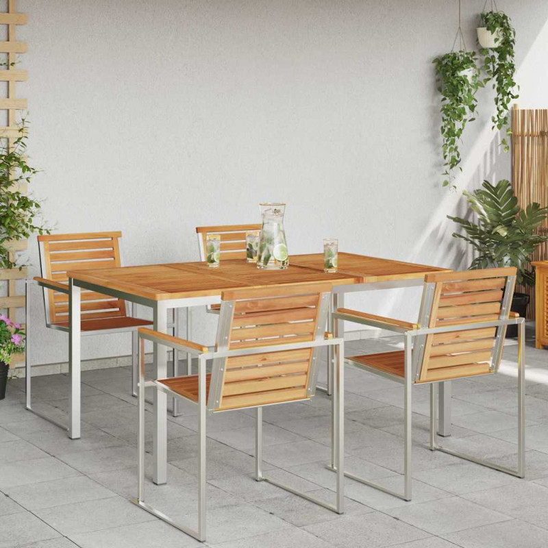 StółJadalny Brązowy 150 x 90 x 75 cm Lite drewno teakowe