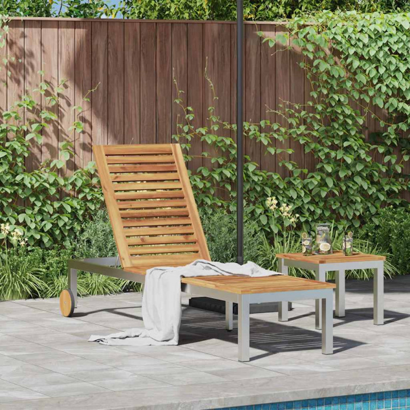 Leżak Olej Naturalny 205 x 53 x 100 cm Lite Drewno Akacji