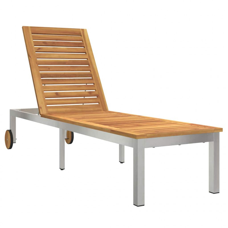 Leżak Olej Naturalny 205 x 53 x 100 cm Lite Drewno Akacji