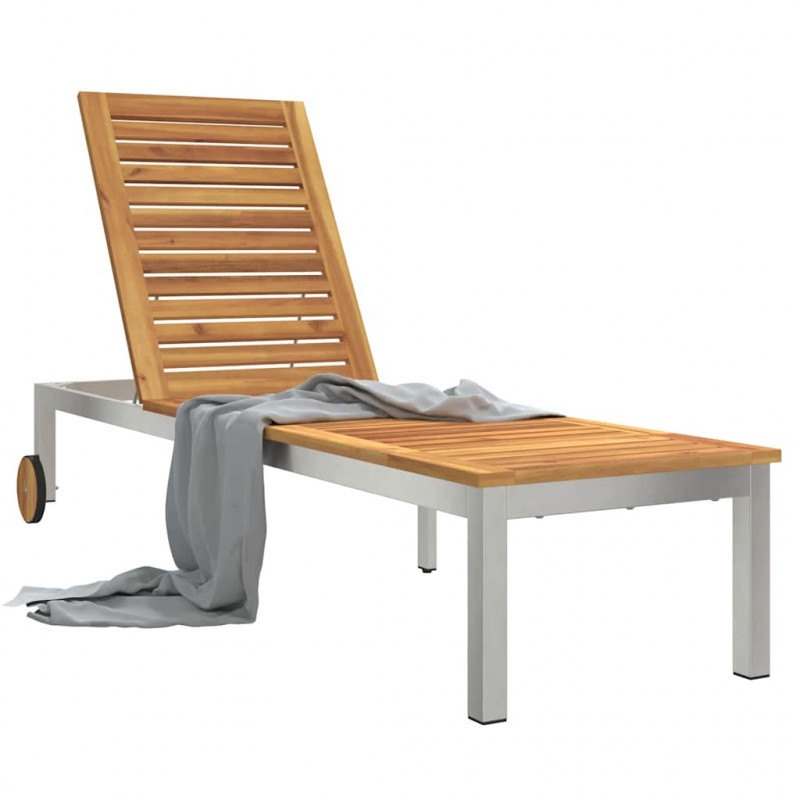Leżak Olej Naturalny 205 x 53 x 100 cm Lite Drewno Akacji
