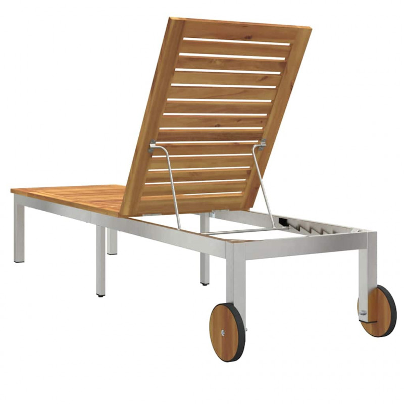 Leżak Olej Naturalny 205 x 53 x 100 cm Lite Drewno Akacji