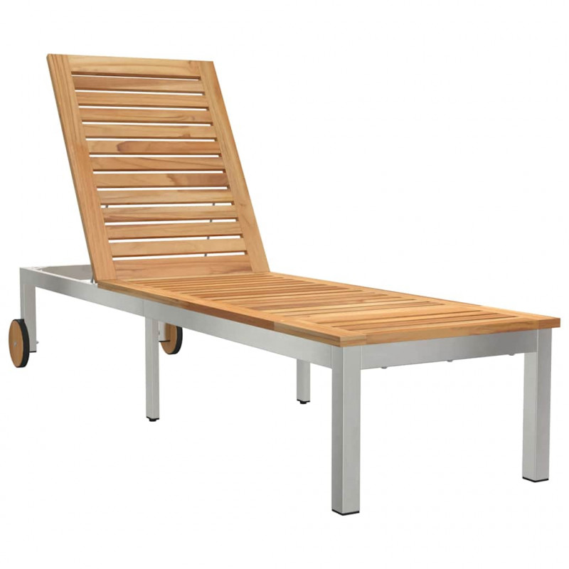 Leżak Olej Naturalny 205 x 53 x 100 cm Lite drewno teakowe