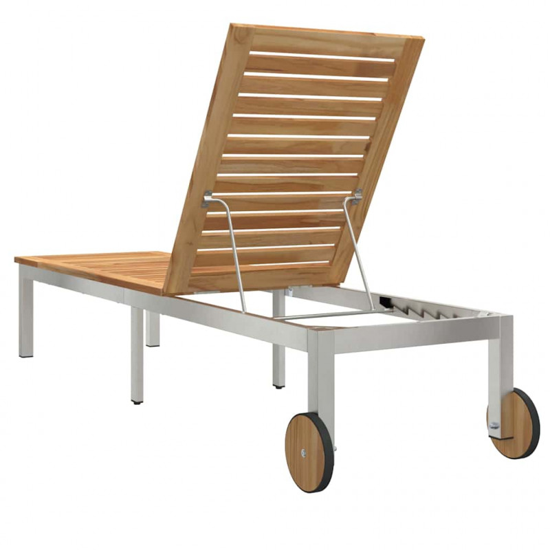 Leżak Olej Naturalny 205 x 53 x 100 cm Lite drewno teakowe