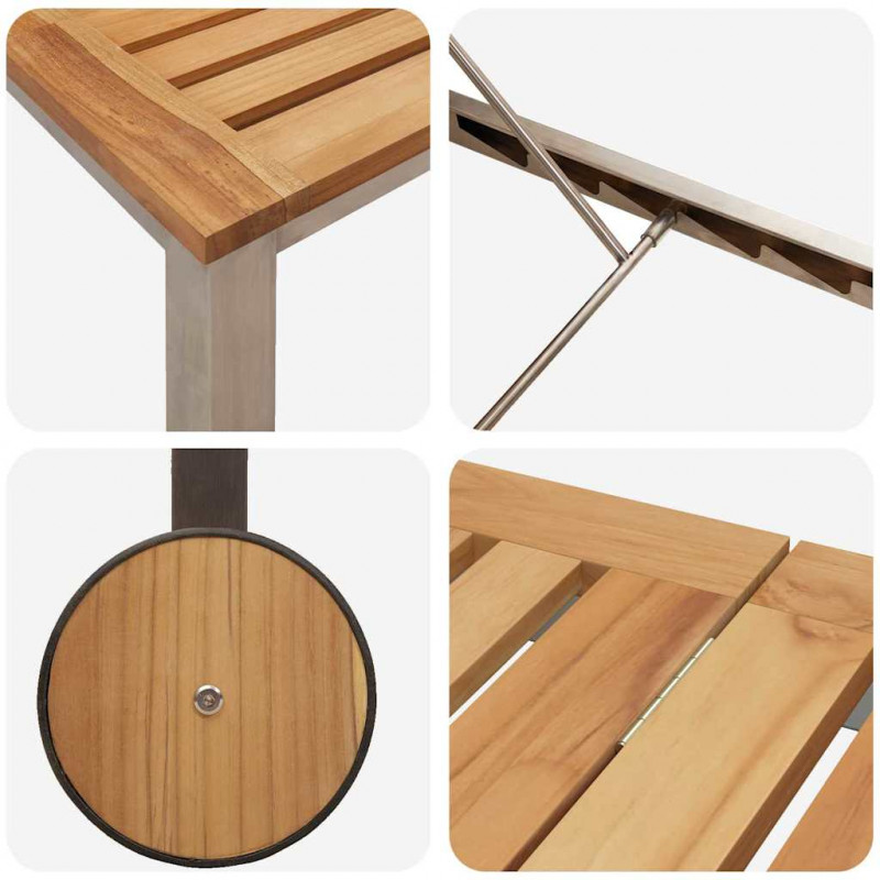 Leżak Olej Naturalny 205 x 53 x 100 cm Lite drewno teakowe