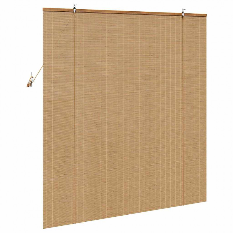 Roleta z zasłonami Brązowy 140 x 160 cm Bambus
