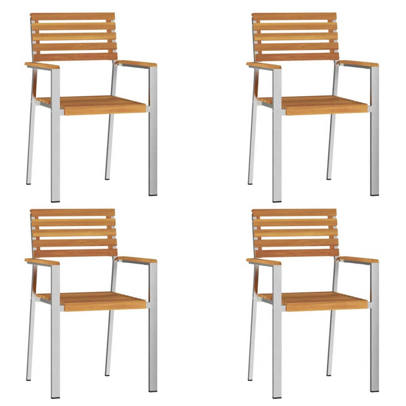 Krzesło Ogrodowe 4 pcs Olej Naturalny Lite Drewno Akacji
