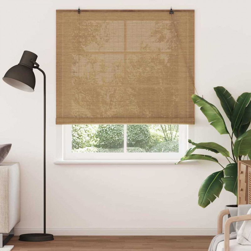 Roleta z zasłonami Brązowy 140 x 220 cm Bambus