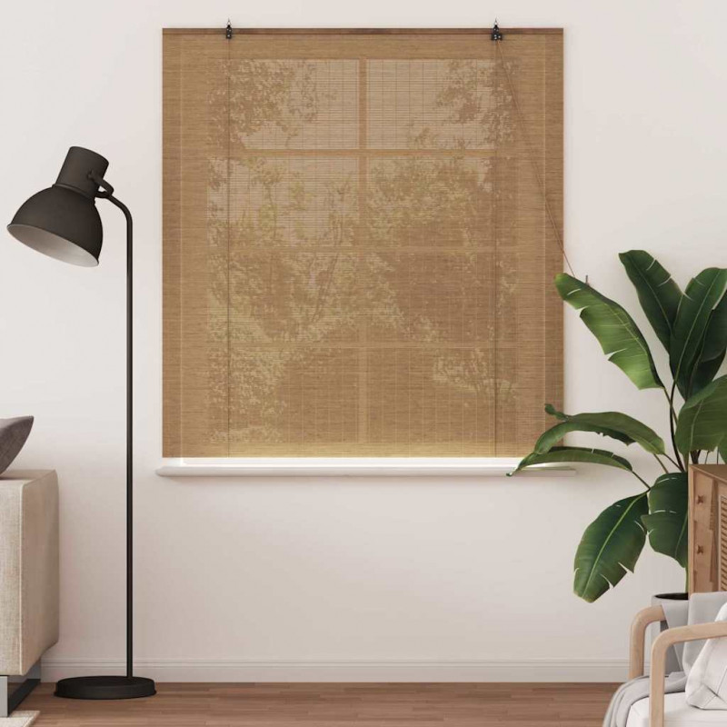 Roleta z zasłonami Brązowy 150 x 160 cm Bambus