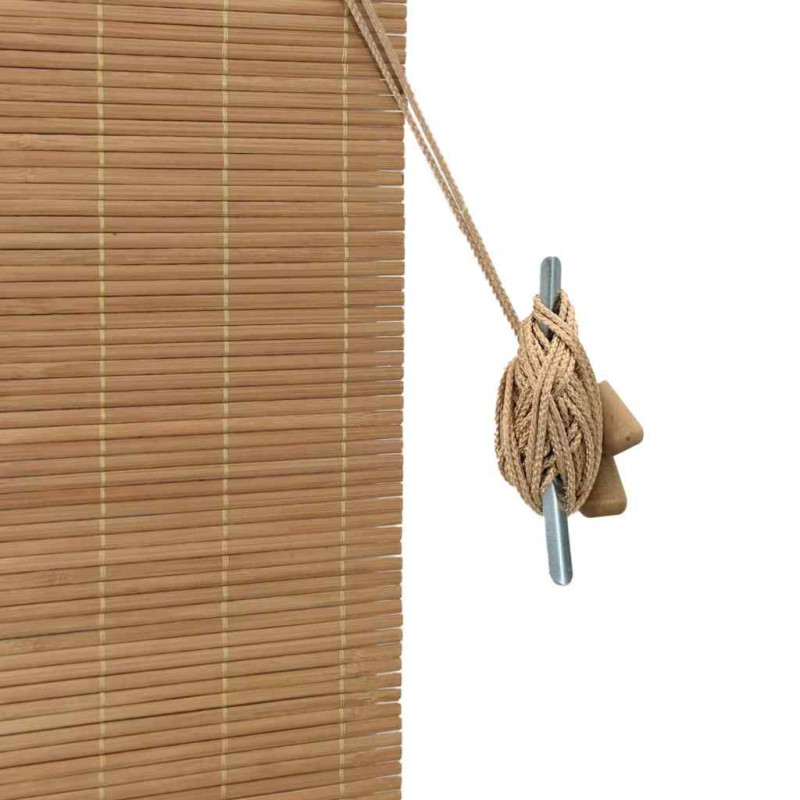 Roleta z zasłonami Brązowy 150 x 160 cm Bambus