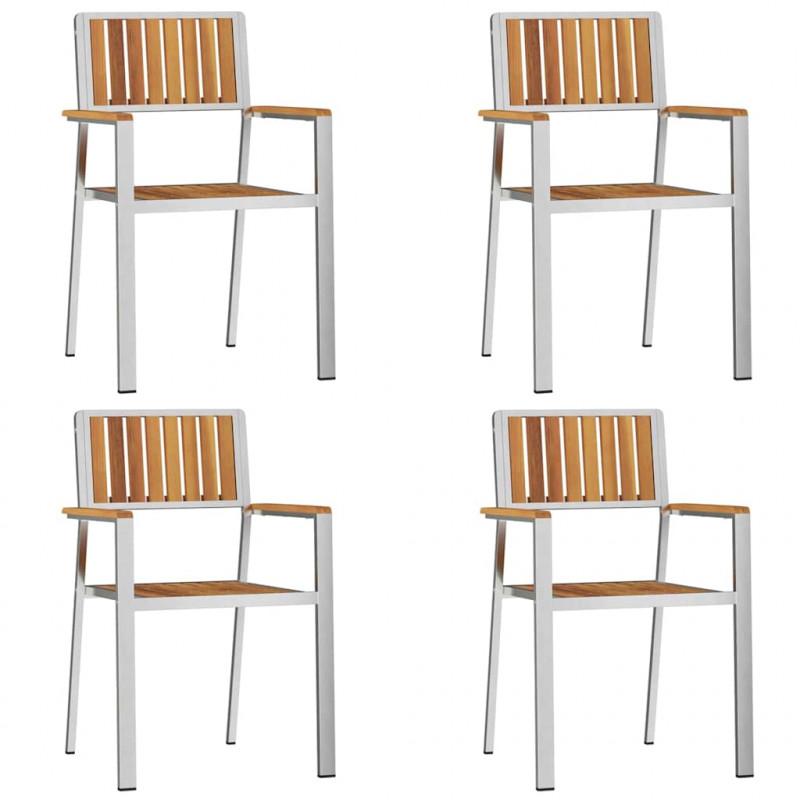 Krzesło Ogrodowe 4 pcs Brązowy Lite Drewno Akacji