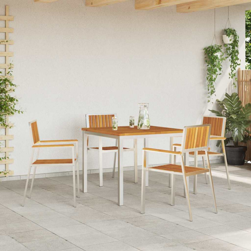 Krzesło Ogrodowe 4 pcs Brązowy Lite Drewno Akacji