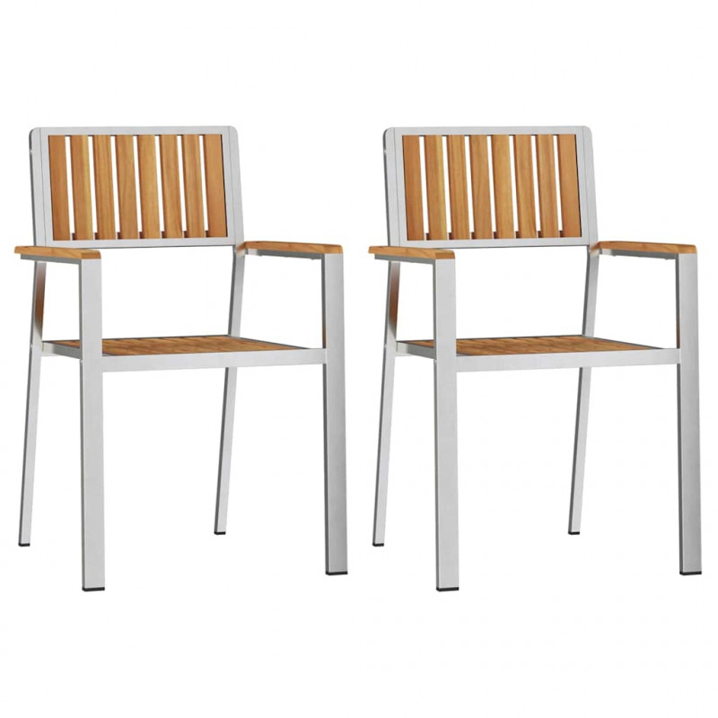 Krzesło Ogrodowe 2 pcs Brązowy Lite drewno teakowe