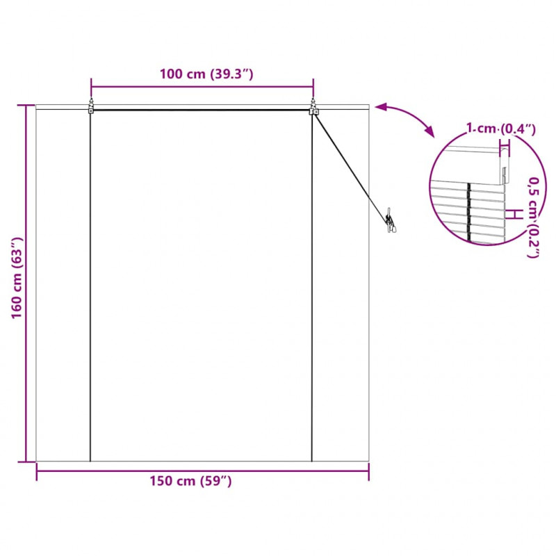 Roleta z zasłonami Brązowy 150 x 160 cm Bambus