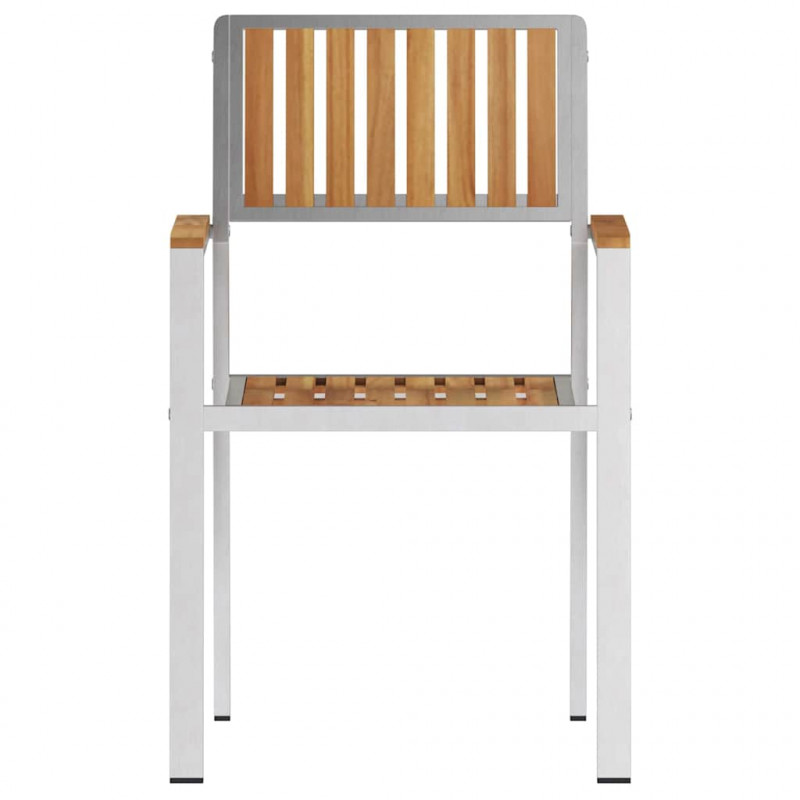Krzesło Ogrodowe 2 pcs Brązowy Lite drewno teakowe