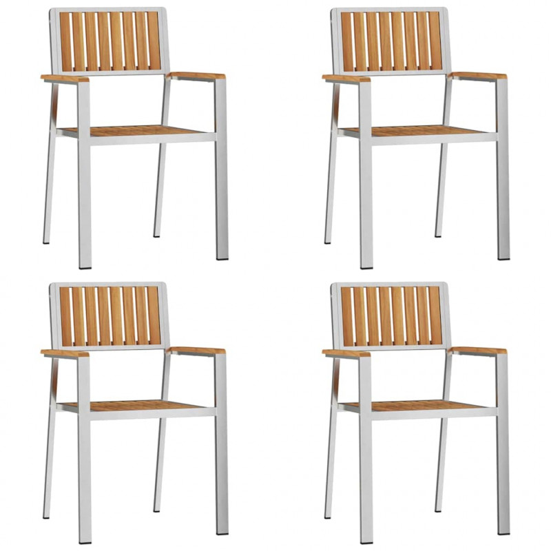 Krzesło Ogrodowe 4 pcs Brązowy Lite drewno teakowe