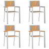 Krzesło Ogrodowe 4 pcs Brązowy Lite drewno teakowe