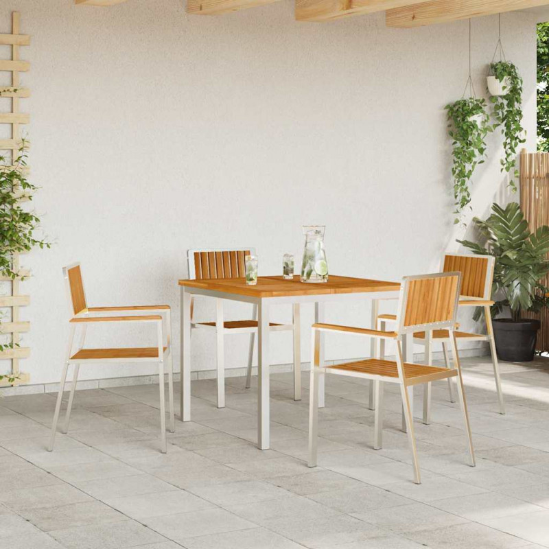 Krzesło Ogrodowe 4 pcs Brązowy Lite drewno teakowe
