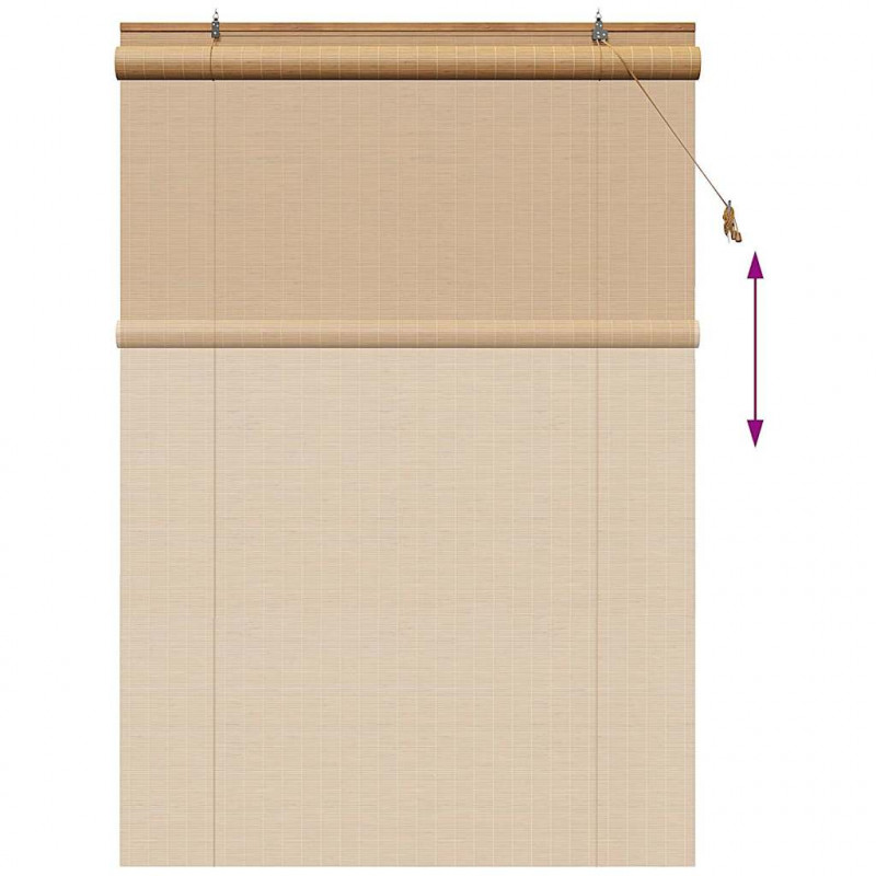 Roleta z zasłonami Brązowy 150 x 220 cm Bambus