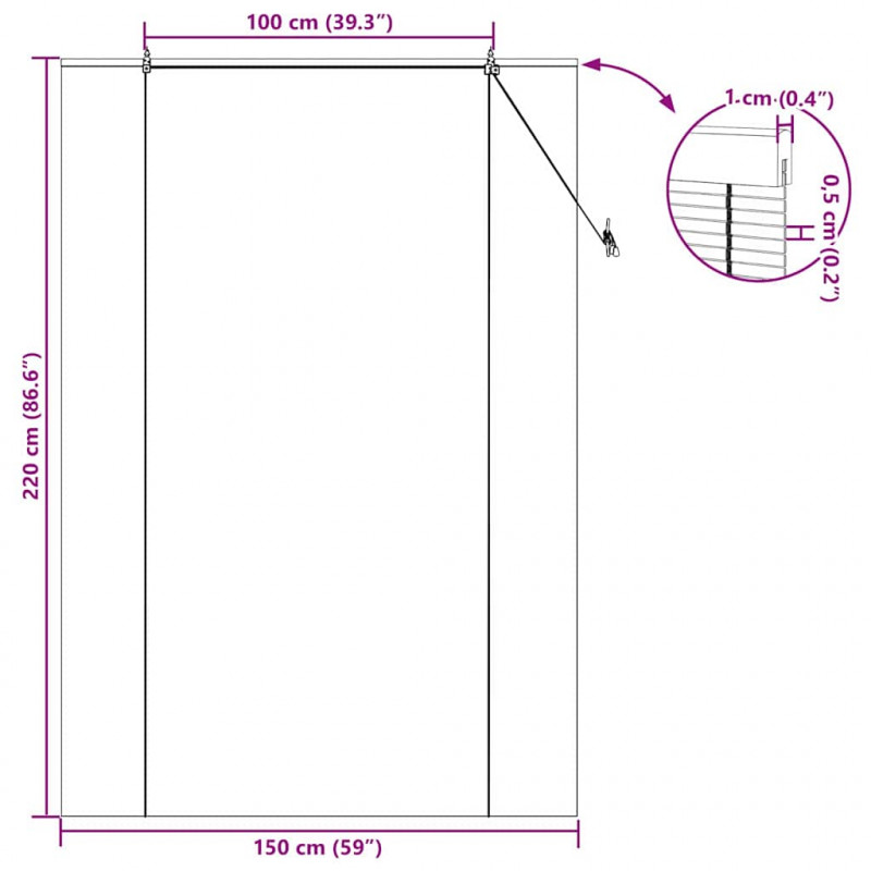 Roleta z zasłonami Brązowy 150 x 220 cm Bambus