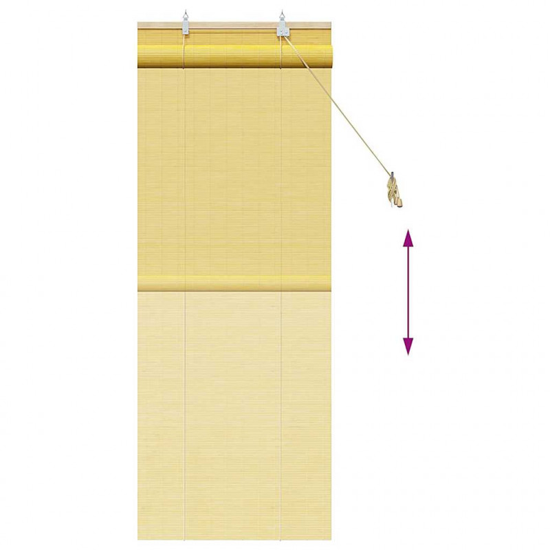 Roleta z zasłonami Żółty 60 x 160 cm Bambus