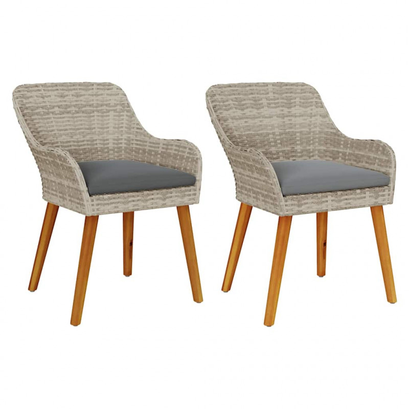 Krzesło Ogrodowe 2 pcs Jasnoszary 62,5 x 55 x 82 cm polirattan