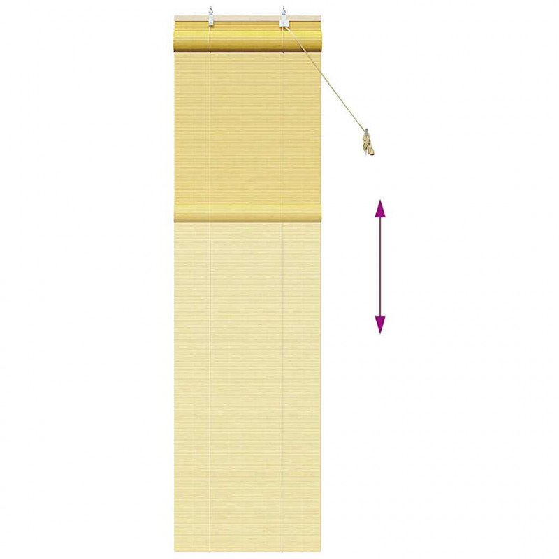Roleta z zasłonami Żółty 60 x 220 cm Bambus