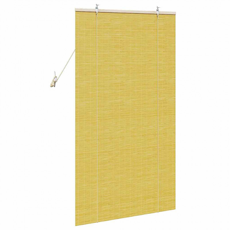 Roleta z zasłonami Żółty 80 x 160 cm Bambus