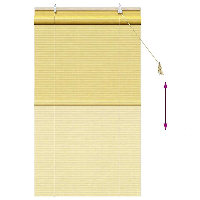 Roleta z zasłonami Żółty 80 x 160 cm Bambus