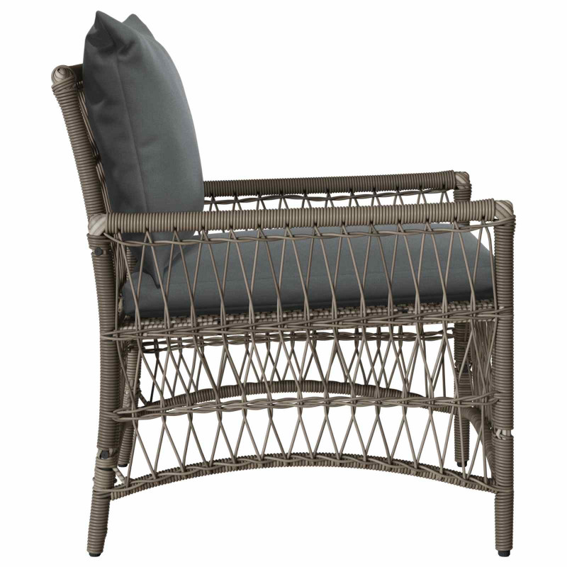 Krzesło Ogrodowe z poduszką Szary 73 x 61 x 77 cm polirattan