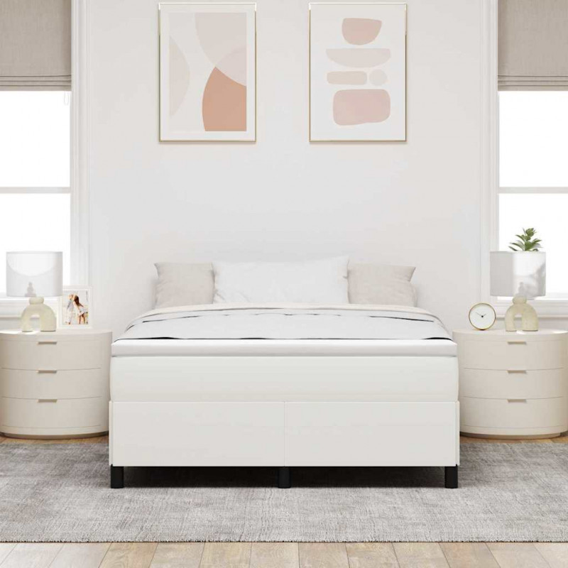 Łóżko sprężynowe Kremowy 140 x 200 cm Tkanina sztruksowa