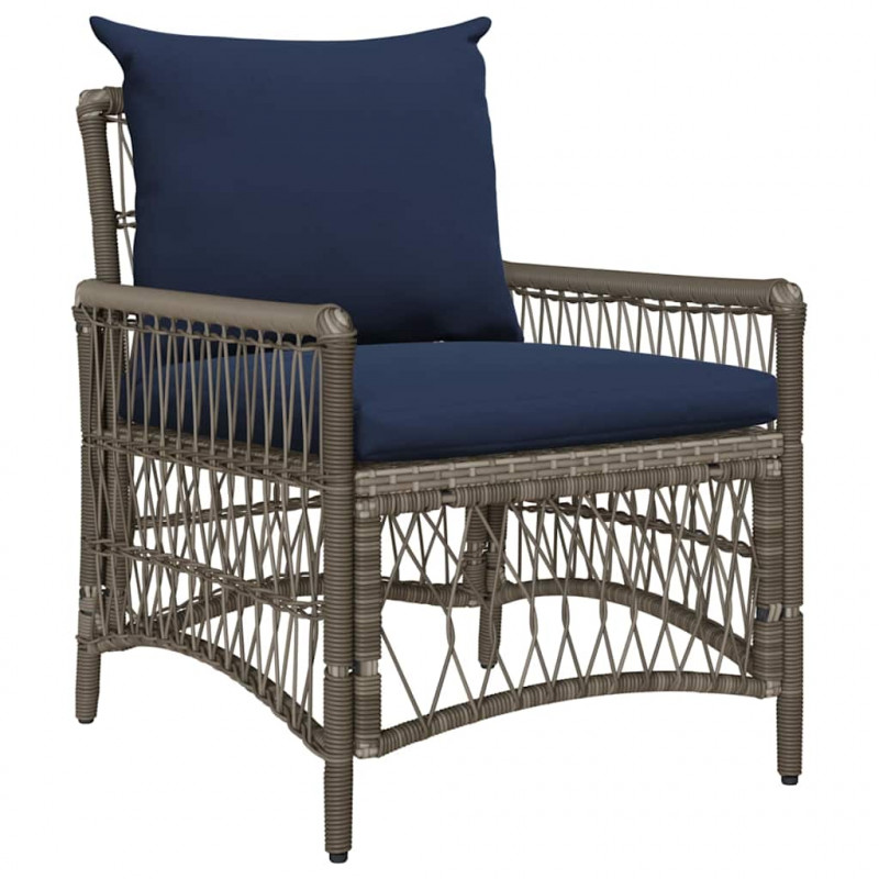 Krzesło Ogrodowe z poduszką Szary 73 x 61 x 77 cm polirattan