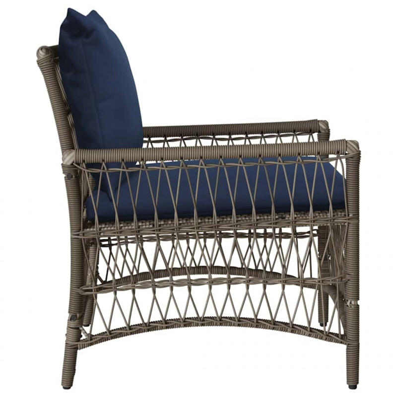 Krzesło Ogrodowe z poduszką Szary 73 x 61 x 77 cm polirattan