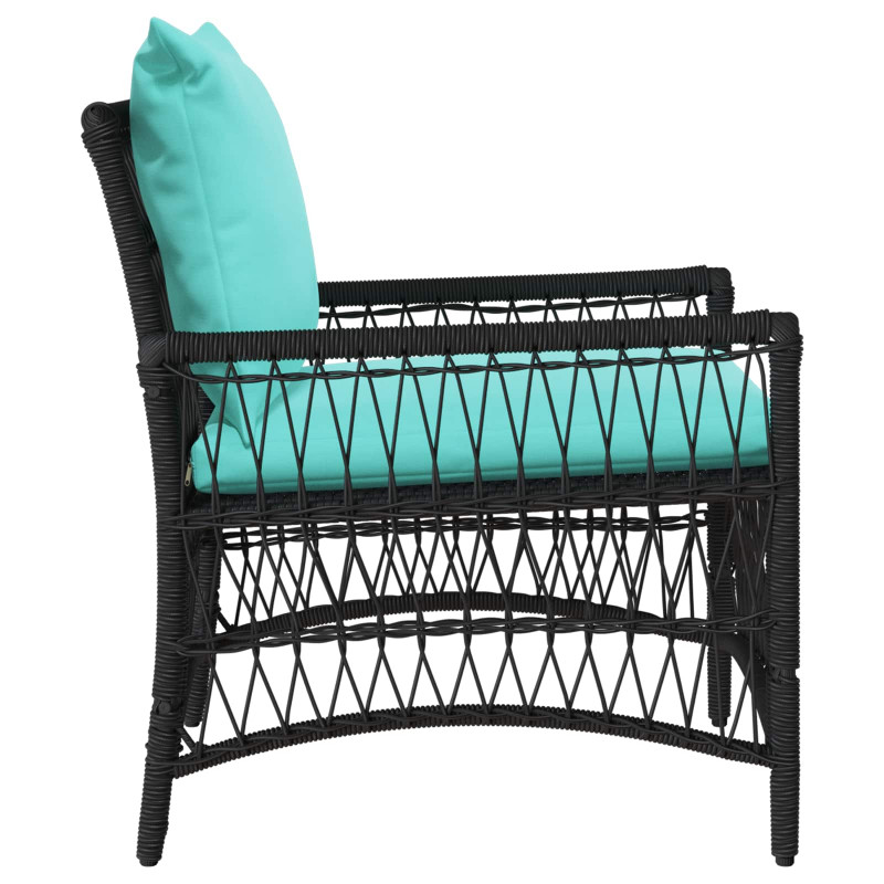 Krzesło Ogrodowe z poduszką Czarny 73 x 61 x 77 cm polirattan