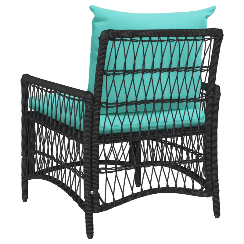Krzesło Ogrodowe z poduszką Czarny 73 x 61 x 77 cm polirattan