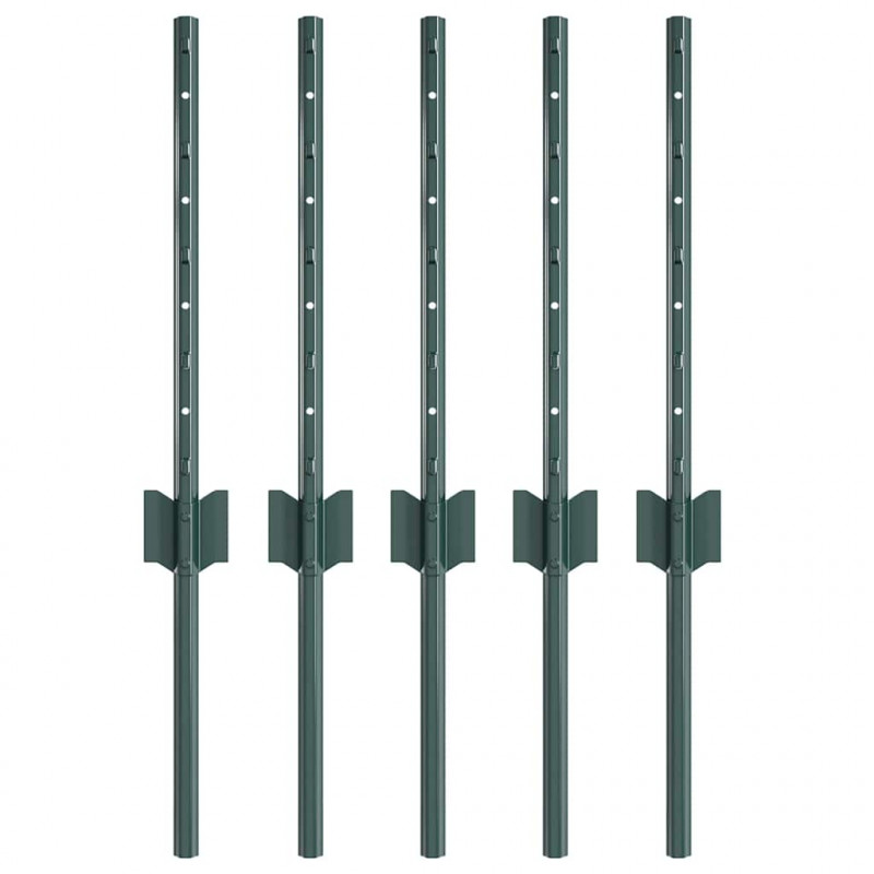 Słupek ogrodzeniowy. 5 pcs Zielony 80 cm Stal