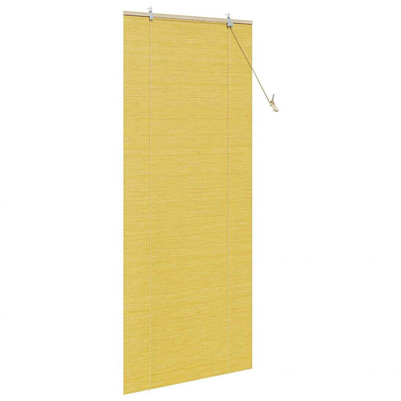 Roleta z zasłonami Żółty 90 x 220 cm Bambus
