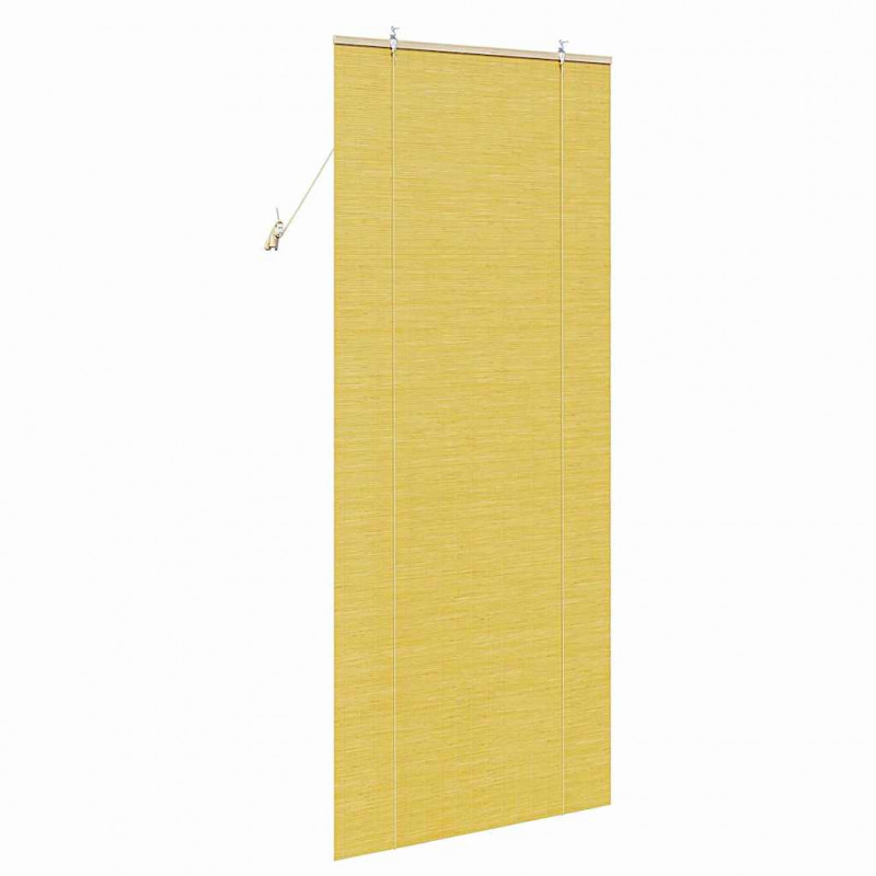 Roleta z zasłonami Żółty 90 x 220 cm Bambus