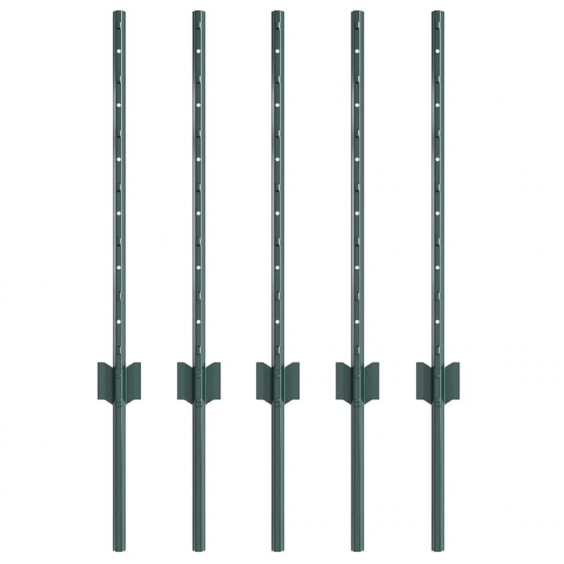Słupek ogrodzeniowy. 5 pcs Zielony 100 cm Stal