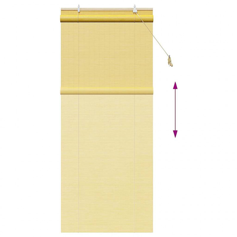 Roleta z zasłonami Żółty 90 x 220 cm Bambus