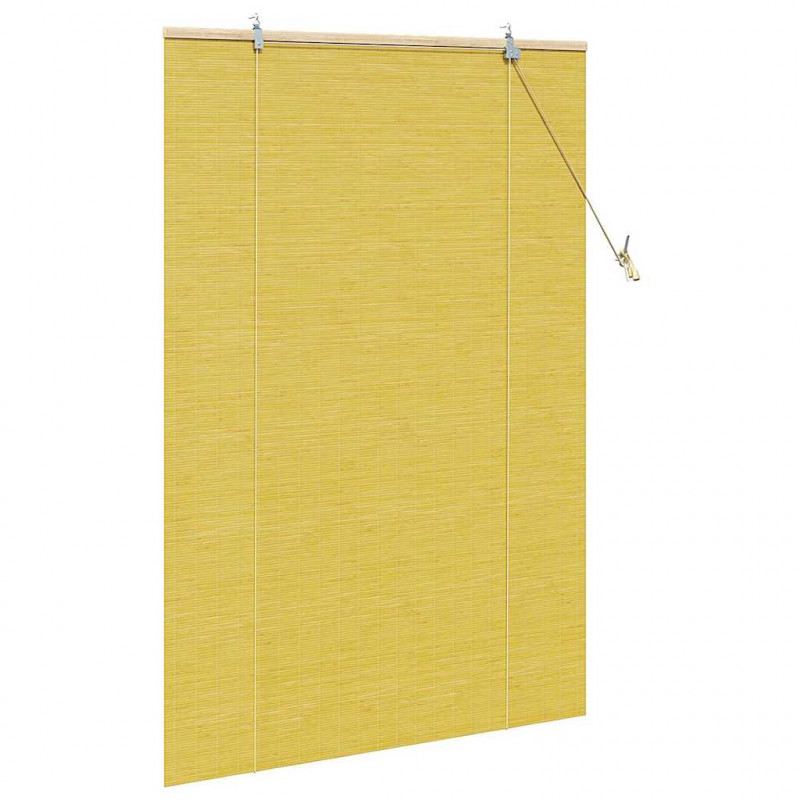 Roleta z zasłonami Żółty 100 x 160 cm Bambus
